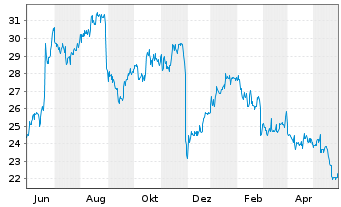 Chart Patterson Companies Inc. - 1 Jahr
