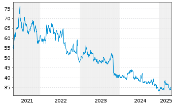 Chart Sturm Ruger Co. Inc. - 5 Years