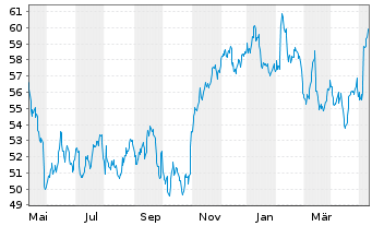 Chart Anheuser-Busch InBev S.A./N.V. - 1 Jahr