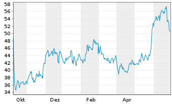 Chart Birkenstock Holding PLC - 1 an
