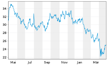 Chart Borgwarner Inc. - 1 an