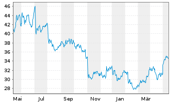 Chart Borgwarner Inc. - 1 Year