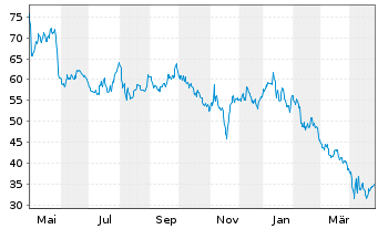 Chart Bruker BioSciences Corp. - 1 an