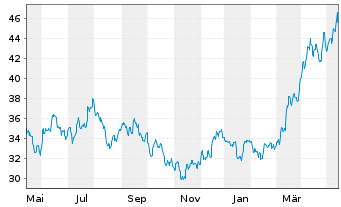 Chart Global X Copper Miners ETF - 1 an
