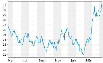 Chart Global X Silver Miners ETF - 1 an