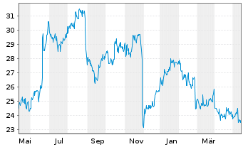 Chart Patterson Companies Inc. - 1 Year
