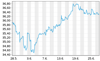 Chart iShsIII-MSCI EM U.ETF USD(Acc) - 1 Monat