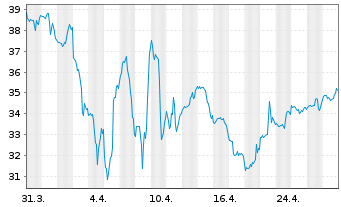 Chart Bruker BioSciences Corp. - 1 Month