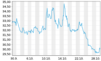 Chart Dir.ETF T.-D.Dly S&P500 Bear3X - 1 Month